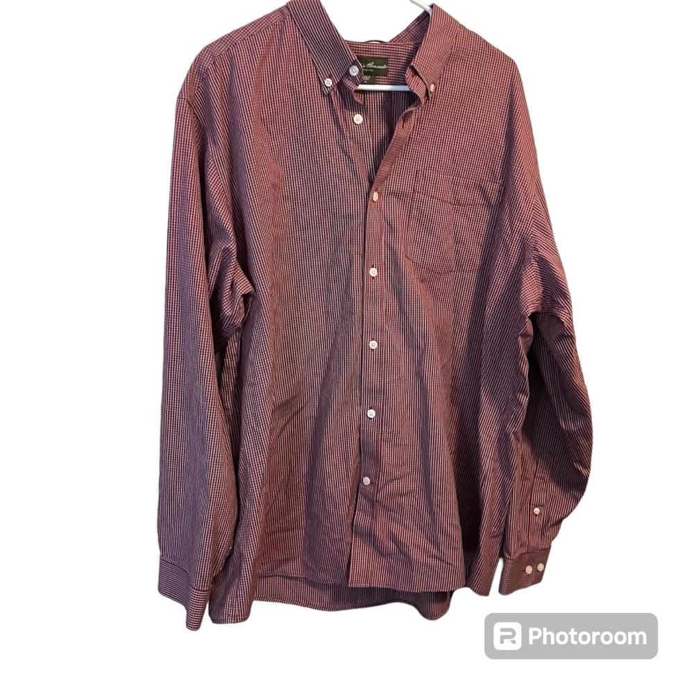 Eddie Bauer Men’s Button Down Long Sleeve with Pockets. Size XL Dark Red Plaid